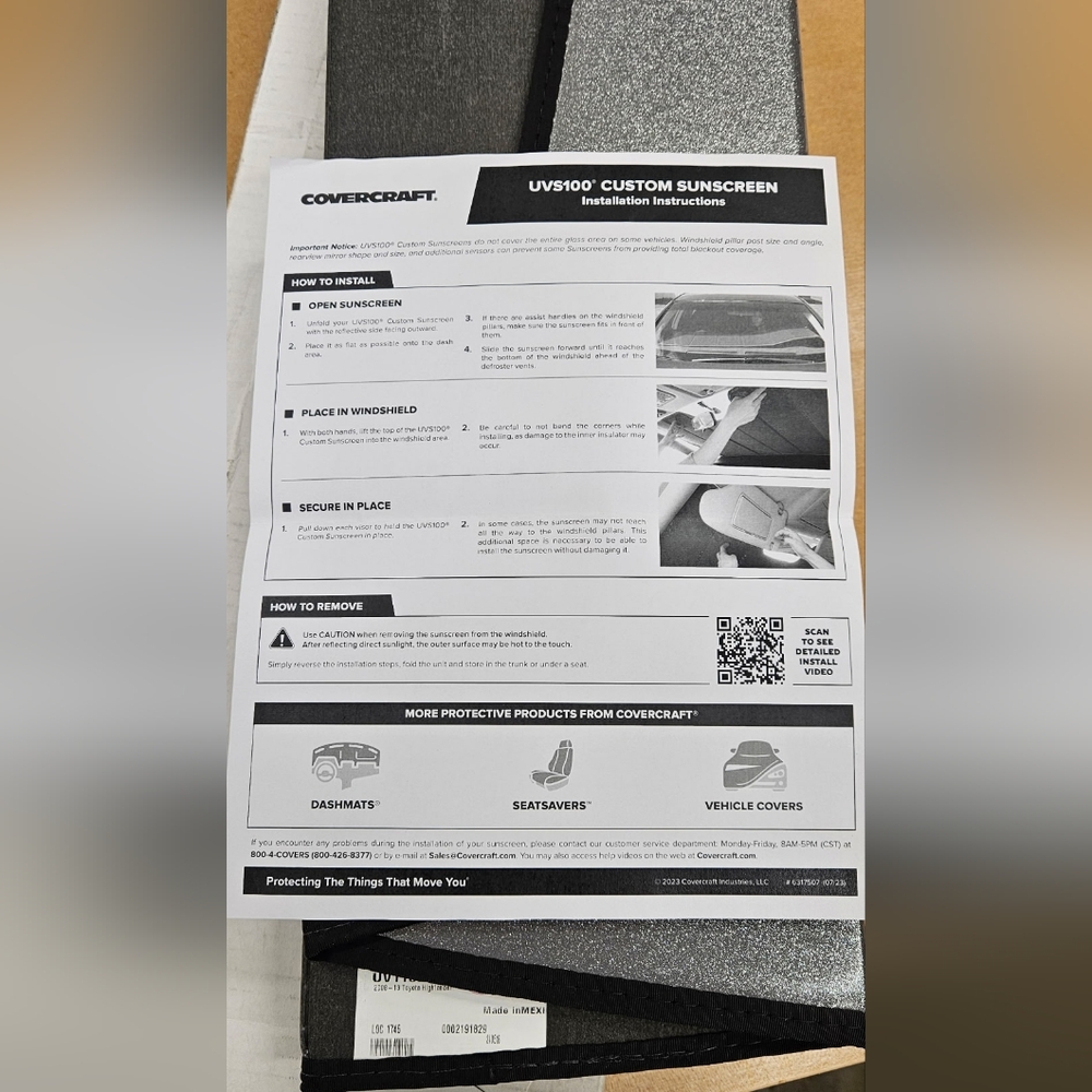 Covercraft UVS100 Custom Sunscreen